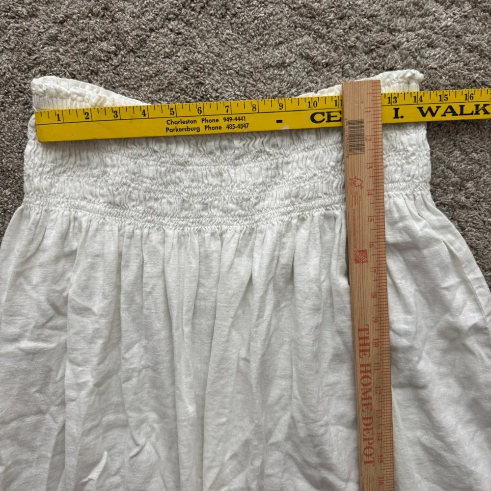 Michael Kors White Linen Blend Smocked Waist Flared Skirt Womens Size M Coastal